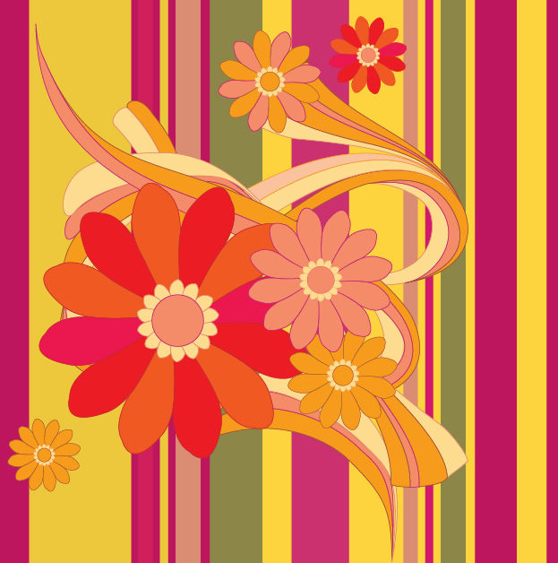 free vector Vector Flower with Color Background